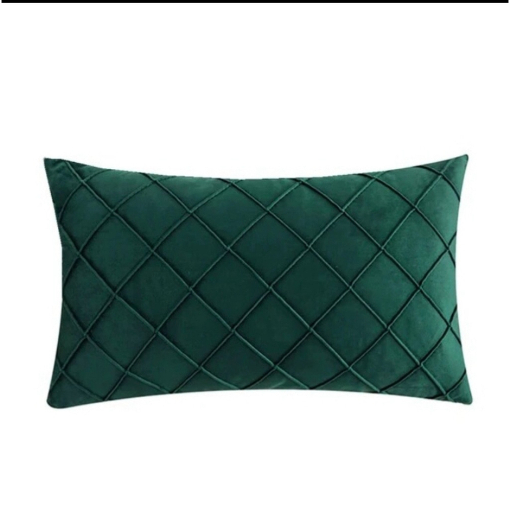 Rectangular Velvet Pillow Cover In Green Set of 4